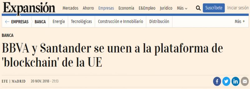 bbva y Santander Blockchain